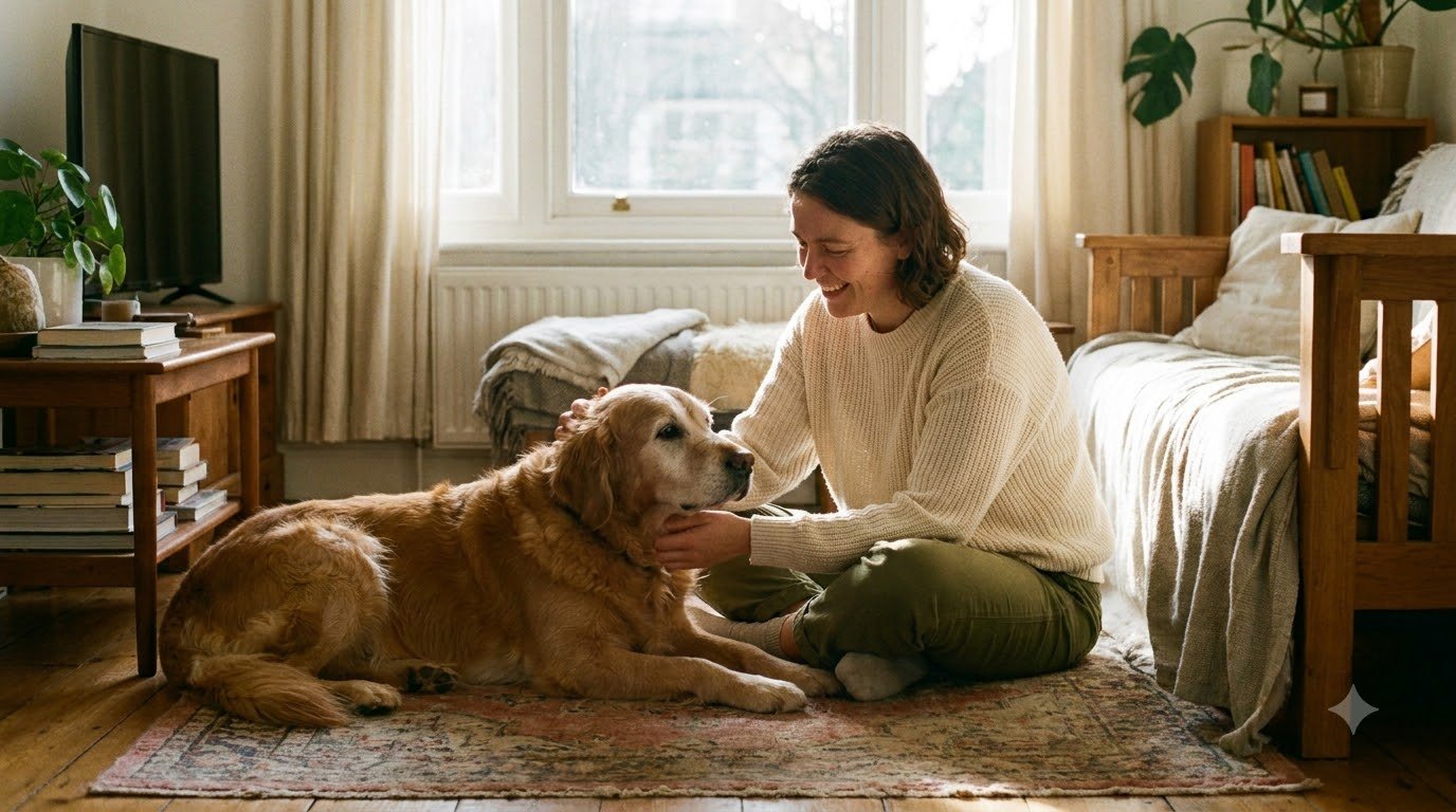 PetsBeyondMiles founder with a senior dog