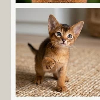 An Abyssinian kitten with a curious expression
