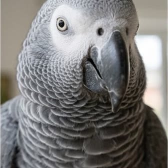 Close-up portrait of an African Grey Parrot