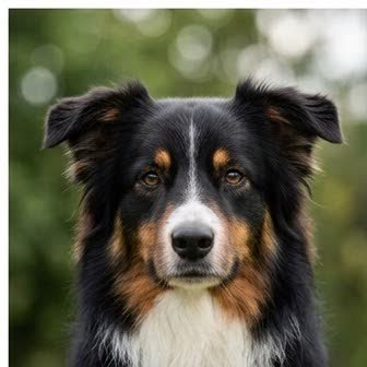 Close-up portrait of an Australian Shepherd
