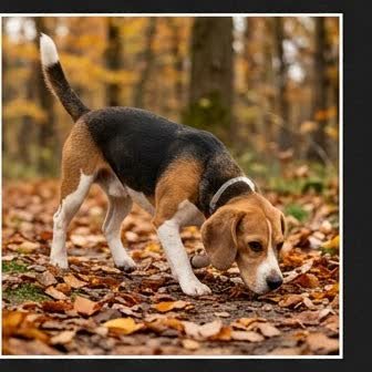 A Beagle in a characteristic pose
