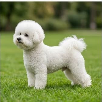 A Bichon Frise standing outdoors