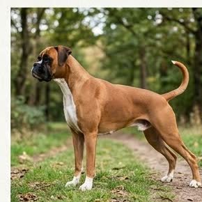 A Boxer standing outdoors