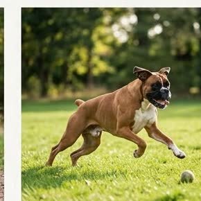 A Boxer running or playing outdoors