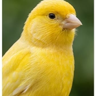 Close-up portrait of a yellow canary