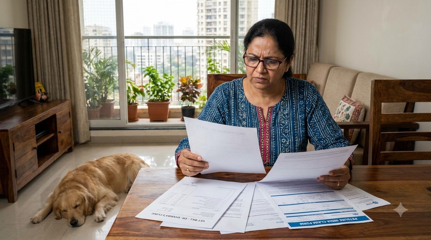 A pet parent reviewing a veterinary bill
