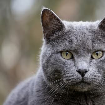 Close-up portrait of a Chartreux