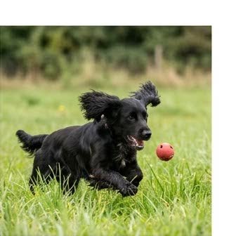 A Cocker Spaniel running or playing outdoors