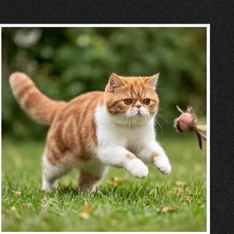 An Exotic Shorthair running or playing outdoors