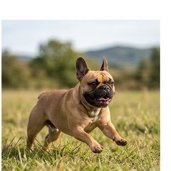 A French Bulldog running or playing outdoors