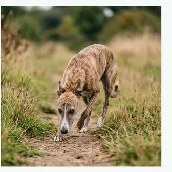 A Greyhound in a characteristic pose