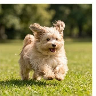 A Havanese running or playing outdoors
