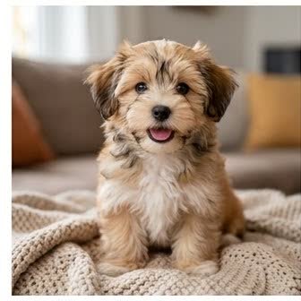 A Havanese puppy with a curious expression