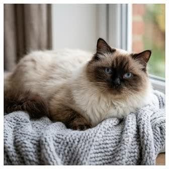 A Himalayan resting in a cozy indoor setting